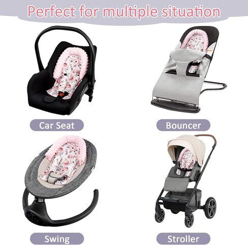 Baby Head Support and Strap Cover for Car Seat, Mink Infant Carseat Headrest for Boys, Newborn Car Seat Insert Cushion for Strollers, Space in Kuwait