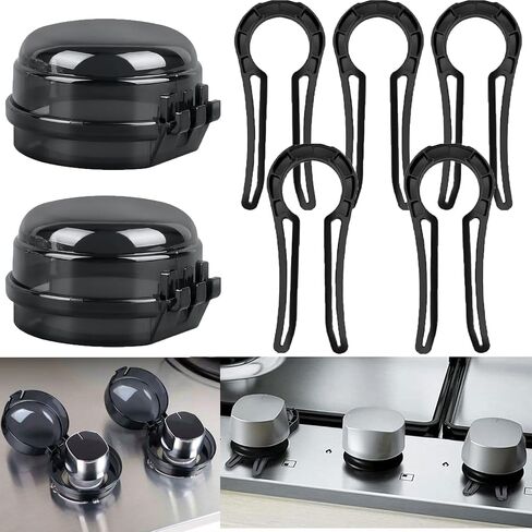 10 Pack Gas Stove Knob Locks Oven Lock Child Safety Stove Guard Stove Knob Covers Baby Proofing Stove Knob for Baby Kids Pet（Black+Orange） in Saudi Arabia
