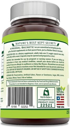 Herbal Secrets Echinacea & Goldenseal Root 450 Mg 120 Veggie Capsules Supplement | Non-GMO | Gluten Free | Made in USA in Saudi Arabia