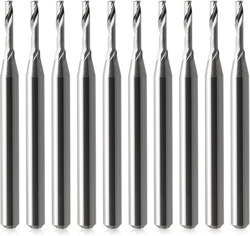 1/8 Shank CNC Router Bits O Flute End Mill Single Flute Spiral Router Bit Up Cut Milling Cutter with 1/16 Inch Cutting Diameter Router Bit Set for Aluminum Cutting Pack of 10(3.175x1.5x8mm) in Saudi Arabia