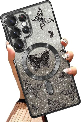 علبة الهاتف Aigomara مصنوعة لـ Samsung Galaxy S25 Plus [متوافق مع الشحن اللاسلكي] بطبعة ناعمة TPU Glitter Case Pling Caseproof المضادة للخلع للنساء - الوردي - الوردي in Kuwait