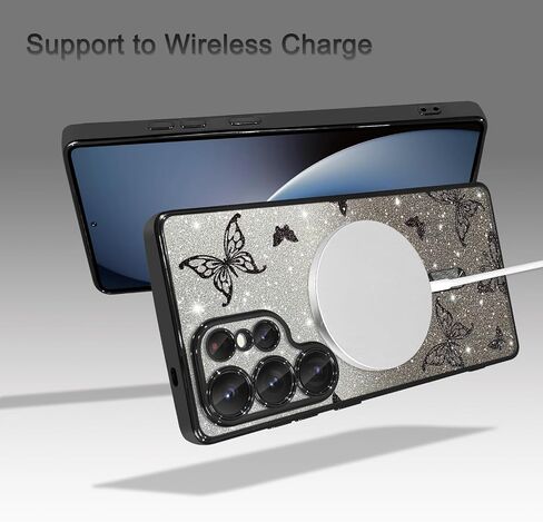 علبة الهاتف Aigomara مصنوعة لـ Samsung Galaxy S25 Plus [متوافق مع الشحن اللاسلكي] بطبعة ناعمة TPU Glitter Case Pling Caseproof المضادة للخلع للنساء - الوردي - الوردي in Kuwait