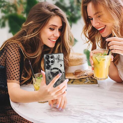 علبة الهاتف Aigomara مصنوعة لـ Samsung Galaxy S25 Plus [متوافق مع الشحن اللاسلكي] بطبعة ناعمة TPU Glitter Case Pling Caseproof المضادة للخلع للنساء - الوردي - الوردي in Kuwait