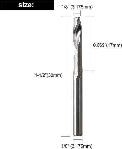 HOZLY 1/8 Shank CNC Router Bits O Flute End Mill Single Flute Spiral Router Bit Up Cut Milling Cutter with 1/16 Inch Cutting Diameter Router Bit Set for Aluminum Cutting Pack of 10(3.175x1.5x8mm) in Saudi Arabia