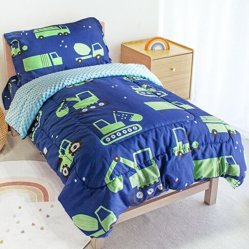 Toddler Bedding Set, 4 Piece Soft Minky Fleece Quilt Crib Bedding Set for Girls and Boys, Soft and Lightweight Toddler Bed Set (Rainbow) in Saudi Arabia