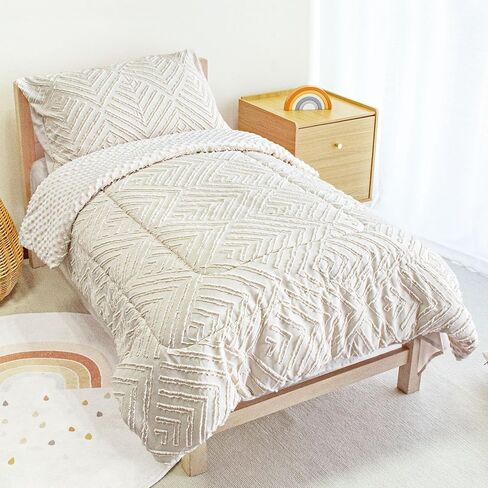 Toddler Bedding Set, 4 Piece Soft Minky Fleece Quilt Crib Bedding Set for Girls and Boys, Soft and Lightweight Toddler Bed Set (Rainbow) in Saudi Arabia