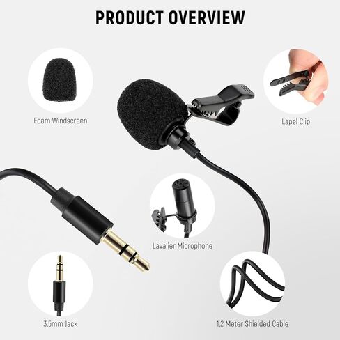 NEEWER 2m Wired Dual Lavalier Microphones with 4m Extension Cable, Mini Clip On Omnidirectional Condenser Lapel Lav Mic 3.5mm TRS for DSLR Mirrorless Camera Camcorder Interview Vlog, LM3 in Saudi Arabia