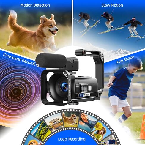 Video Camera Camcorder 4K 42MP with Fill Light 18X Digital Zoom Camera Recorder 3" LCD Screen Vlogging Camera for YouTube with Remote Control, 32GB SD Card, 2 Batteries in Saudi Arabia