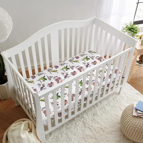 Hawskgfub Highland Cow Eucalyptus Leaf Standard Standard Crib Sheet for Baby Boy Girl ، محايدة المزرعة الغربية حيوان Yak Toddler Cover ، Softy Stefty Servery Sheets Decor Kids Gift 52 "× 28" in Kuwait