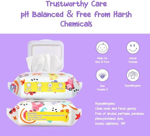 HAPPY BUM - 90 Count Baby Wipes, Unscented, 7.4 x 7.2 Inch, Moist and Refreshing, Multi-Purpose Use, Ideal for Travel (3 Packs of 30) in Saudi Arabia