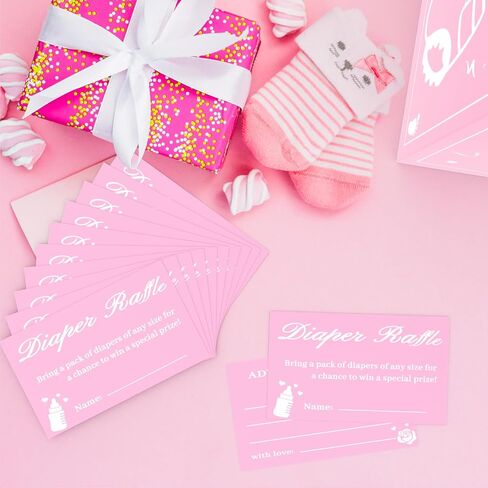 QISOLIY 50 Pieces Diaper Raffle Tickets with Box Baby Shower Game Invitations Diaper Raffle Cards Diaper Raffle Box Set for Baby Shower Gender Reveal Party Supplies Card Box (Baby Elephant) in Saudi Arabia