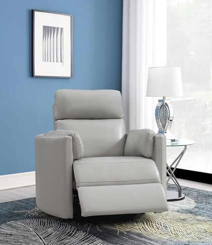 Acme Sagen Wooden Glider Recliner with Swivel in Charcoal in Saudi Arabia