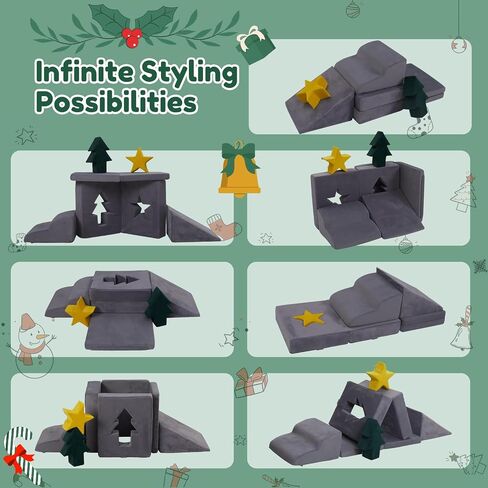 Baby Foam Climbing Blocks,Toast-Shaped Soft Climbing Play Set for Toddlers,Kids Corduroy Crawl&Climb Activity Play Equipment Indoor for Playroom,Beige,Gray&Yellow in Saudi Arabia