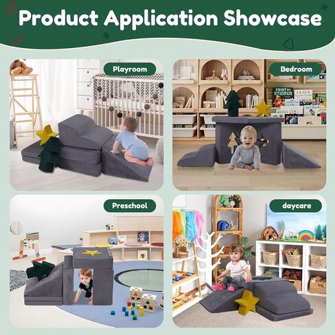 Baby Foam Climbing Blocks,Toast-Shaped Soft Climbing Play Set for Toddlers,Kids Corduroy Crawl&Climb Activity Play Equipment Indoor for Playroom,Beige,Gray&Yellow in Saudi Arabia