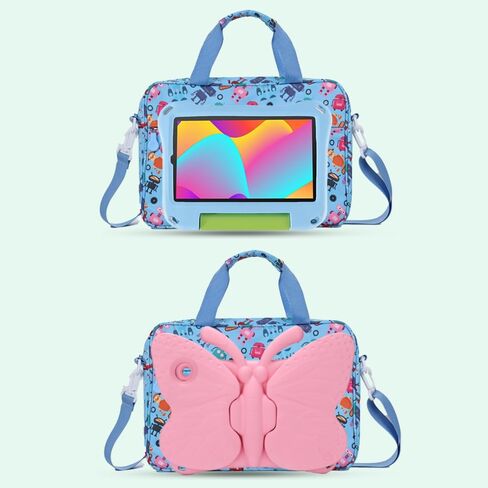 كيس لوحي الأطفال مع حزام الكتف مقبض ، 13 بوصة لطيف الفراشة قرص الحمل حالة حقيبة لصبي فتاة محمولة حقيبة الطفل FIT HD 10 HD 8 IPAD 10 10.2 7 8 9 Kids Pro Tablets HD in Kuwait