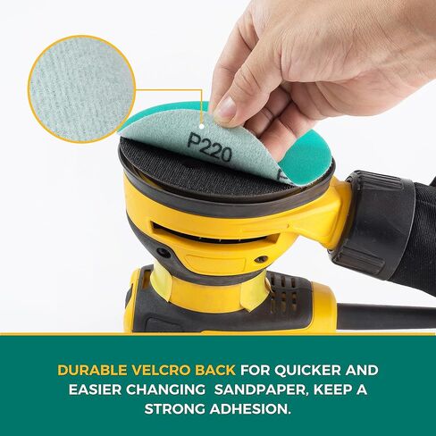S SATC 5 Inch Hook and Loop Sanding Disc Assortment - 80, 120, 150, 180, 220 Grit (10 of Each) Green Film Sanding Disc 50 Pack Sanding Discs Backing Sandpaper in Kuwait