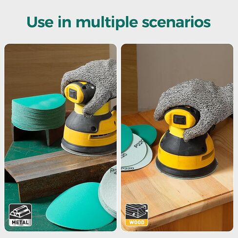 S SATC 5 Inch Hook and Loop Sanding Disc Assortment - 80, 120, 150, 180, 220 Grit (10 of Each) Green Film Sanding Disc 50 Pack Sanding Discs Backing Sandpaper in Kuwait