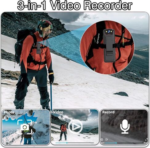 Small Body Camera with Audio and Video Recording 1080P Bodycam Handheld Video Recorder with 1.3" Screen, 180° Rotating Lens, 6h Battery, 4 Fill Lights, Motion Detection for Personal Civilians Travel in Saudi Arabia