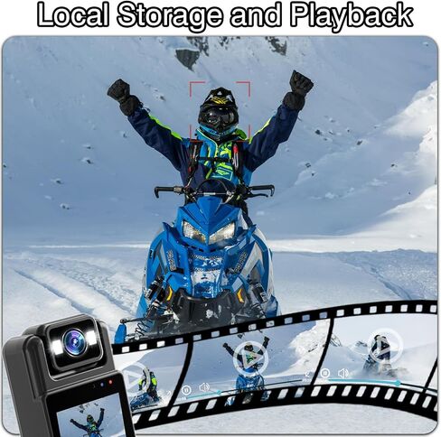 Small Body Camera with Audio and Video Recording 1080P Bodycam Handheld Video Recorder with 1.3" Screen, 180° Rotating Lens, 6h Battery, 4 Fill Lights, Motion Detection for Personal Civilians Travel in Saudi Arabia