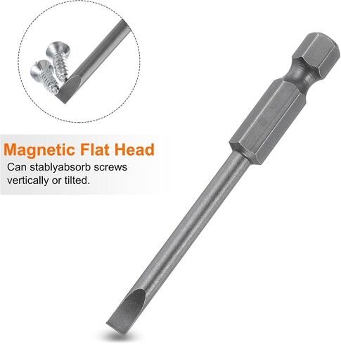 HARFINGTON 5 قطع SL4 رؤوس مفك براغي مشقوقة مغناطيسية 4 مم S2 رأس مفك مسطح من الفولاذ 1/4 بوصة ساق سداسية من الدرجة الصناعية لقم مثقاب 2.6 بوصة طويلة لإزالة براغي التثبيت in Saudi Arabia