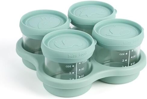 Glass Baby Food Containers with Silicone Lids, Small Baby Food Storage Jars with Tray (4 oz), Snack, Puree, Breast Milk, Freezer, Fridge, Microwave and Dishwasher Safe, Borsilicate Glass (Pink) in Saudi Arabia