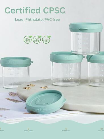 Glass Baby Food Containers with Silicone Lids, Small Baby Food Storage Jars with Tray (4 oz), Snack, Puree, Breast Milk, Freezer, Fridge, Microwave and Dishwasher Safe, Borsilicate Glass (Pink) in Saudi Arabia
