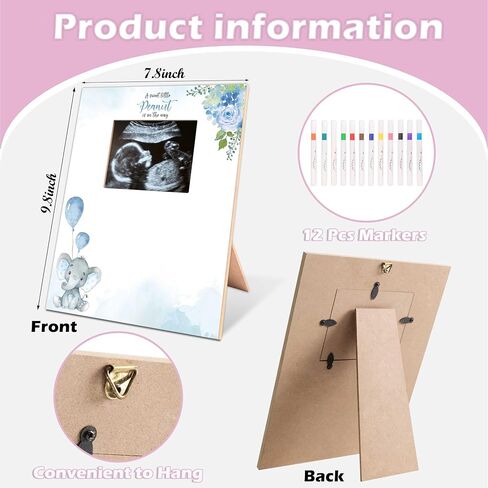 Baby Shower Guest Book Frame, Ultrasound Picture Frames with 12 Watercolor Markers, Teddy Bear Baby Shower Decorations, Baby Gender Reveal Ideas, Unknown Gender Baby Gifts for Parents-13 in Saudi Arabia