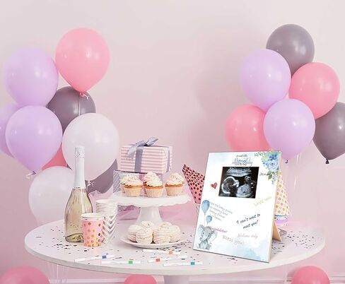Baby Shower Guest Book Frame, Ultrasound Picture Frames with 12 Watercolor Markers, Teddy Bear Baby Shower Decorations, Baby Gender Reveal Ideas, Unknown Gender Baby Gifts for Parents-13 in Saudi Arabia