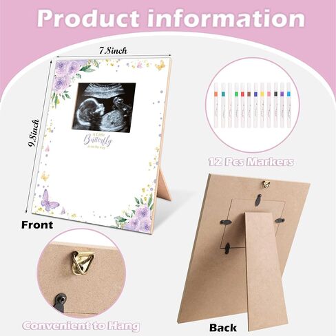 Baby Shower Guest Book Frame, Ultrasound Picture Frames with 12 Watercolor Markers, Teddy Bear Baby Shower Decorations, Baby Gender Reveal Ideas, Unknown Gender Baby Gifts for Parents-13 in Saudi Arabia