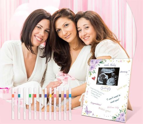 Baby Shower Guest Book Frame, Ultrasound Picture Frames with 12 Watercolor Markers, Teddy Bear Baby Shower Decorations, Baby Gender Reveal Ideas, Unknown Gender Baby Gifts for Parents-13 in Saudi Arabia