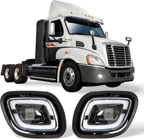 Fog Lights for Freightliner Cascadia 2008-2017, Front Fog Light Assembly Fog Lamp Waterproof Clear Replace Trucks Accessories (A Pair) A0651908000/A0651908001 in Kuwait