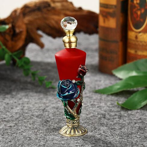 زجاجة عطر عتيقة فارغة، 30 مل زجاجات عطر مرصعة بالكريستال، زجاجة قطارة للزيوت العطرية، حاوية قابلة لإعادة الملء، زجاجة زجاجية مزخرفة لديكور المنزل، هدية للنساء والفتيات in Saudi Arabia