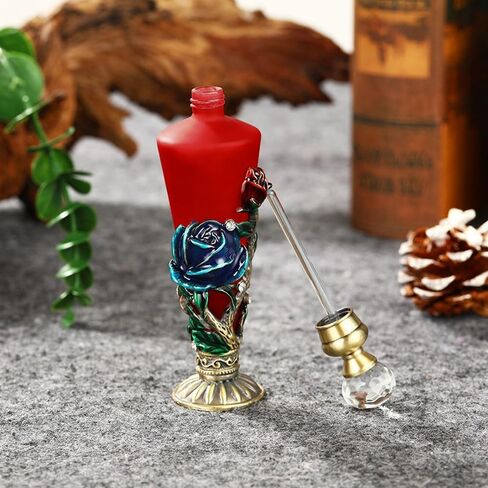زجاجة عطر عتيقة فارغة، 30 مل زجاجات عطر مرصعة بالكريستال، زجاجة قطارة للزيوت العطرية، حاوية قابلة لإعادة الملء، زجاجة زجاجية مزخرفة لديكور المنزل، هدية للنساء والفتيات in Saudi Arabia