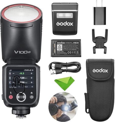 Godox V100S V100-S 100Ws Flash for Sony TTL Speedlight, 400 Full Power Flashes, 1.7s Recycle Time, 2.4G Wireless with External Flash, Touchscreen Speedlite for Sony Cameras (Godox V100S USA Version) in Saudi Arabia