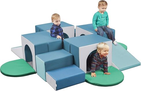 ECR4Kids SoftZone Four Tunnel Maze, Toddler Playset, Assorted, 15-Piece in Kuwait