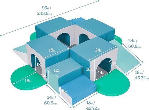 ECR4Kids SoftZone Four Tunnel Maze, Toddler Playset, Assorted, 15-Piece in Kuwait