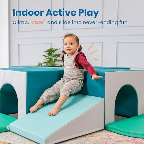 ECR4Kids SoftZone Four Tunnel Maze, Toddler Playset, Assorted, 15-Piece in Kuwait