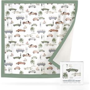 GRSSDER Cotton Muslin Quilt Blanket - Silky Soft and Breathable Baby Blanket Quilt, Oversized Muslin Blankets for Newborns, Toddlers & Kids, 6 Layers Reversible Design for All Seasons, 47" x 47"