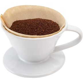Restaurantware Restpresso 17 Ounce Coffee Dripper 1 Reusable Coffee Cone - With Drip Hole Retains Heat White Ceramic Pour Over Coffee Dripper For Home Cafe Or Restaurants