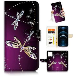 for iPhone 12 Pro Max, Art Designed Flip Wallet Style Cover Case Flower Full Body Protection AD003 (#24878 Red Gothic Rose i12pm)
