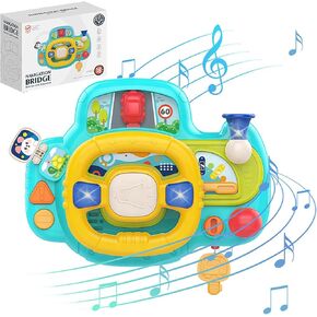 Toddler Steering Wheel Toy - Simulation Driving Learning Educational Toys -Toddler Steering Interactive Learning, Baby Car Toys for 18+ Months Boys Girls (Green)