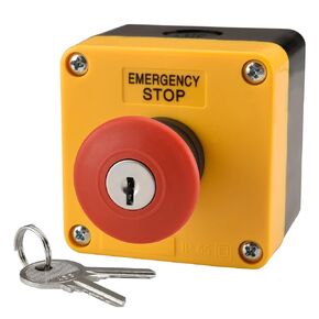 Red Sign Weatherproof Emergency Stop Push Button Switch, 660V 10A, with Box and Key