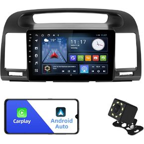 4+64G Android 13 Double Din Car Stereo for Toyota Camry 2000-2006 with 9 Inch Touchscreen Radio Built-in Wireless Carplay/Android Auto/GPS/Bluetooth/AUX/Steering Wheel Controls/Backup Camera