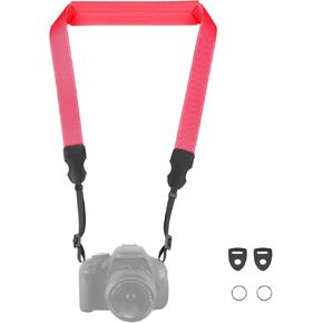 Neck Strap Silicone Camera Straps - Padded Camera Strap, 1.5" Wide Adjustable Nylon Shoulder Strap - Compatible with Canon, Nikon, Sony, and More DSLR and Mirrorless Cameras (Fuchsia)