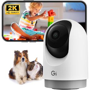 GEARit Indoor Cameras for Home Security - Camera with Pan/Tilt & Clear 2K HD Video - 33 ft Night Vision, 2 Way Audio, Motion Detector & Tracker Indoor Pet Camera for Dog, Cat - Easy to Set Wifi Camera