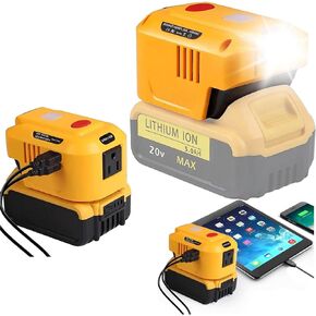 150W Power Supply Inverter for Ryobi 18V, TEPULAS DC 18V to AC 120V Power Inverter Generator, Power Source USB Phone Charger Adapter for Ryobi w/AC Outlet & LED Light (No Battery)