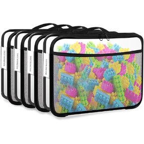 popoly Large Toy Storage Bags with Labels 6 Pack, Lego Storage Organizer with Zipper, Reusable PVC Lego Organization System for Building Blocks, Puzzle, Board game, Kids Books (White)