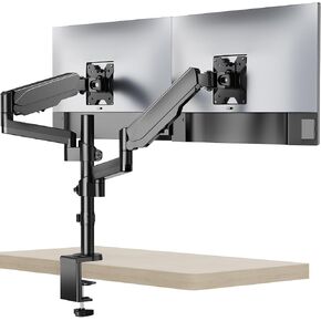 WALI Dual Monitor Arm for 17''-49'' Curved Screens, Ultrawide Monitor Mount for Desk, Heavy Duty Monitor Stand Holds up to 44lbs Each Arm, Max 100x100mm Mounting Holes (GSDM002XL), Black