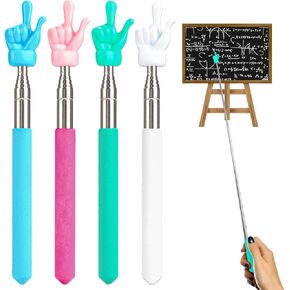 4 Pack Telescopic Teacher Pointer, Retractable Finger Pointer Stick for Teacher Presenter Coach, Extends to 21 Inches
