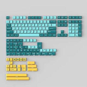 Sumgsn 172 Keys Wave Keycaps, Cherry Profile Doubleshot, Green, Fit for 60% 65% 75% 95% Keyboards